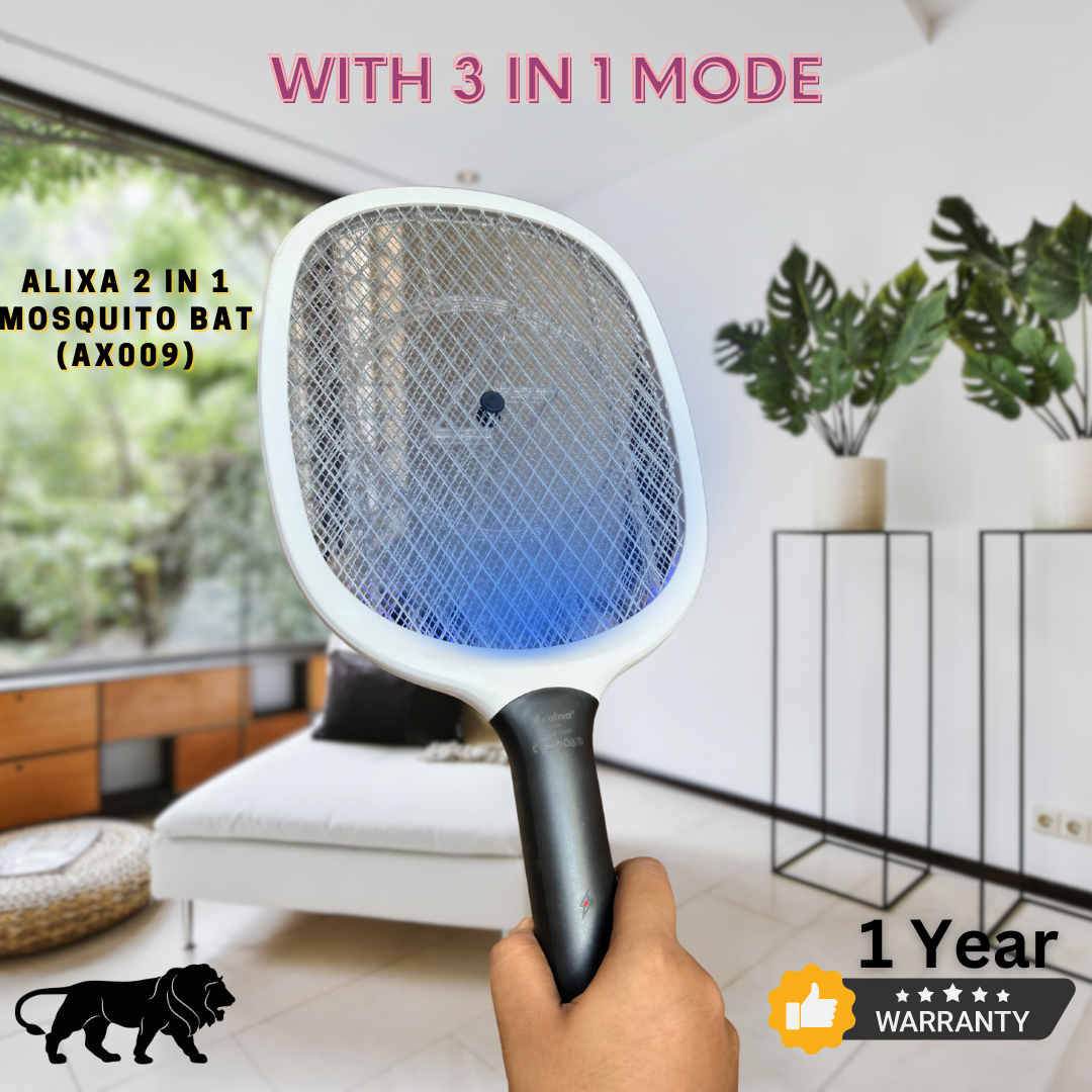 Alixa 3 in 1 Mosquito Bat with UV light & stand - AX009 | (12 Months Warranty)