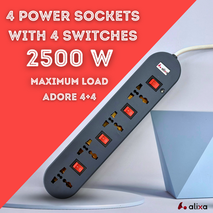 Alixa Extension Socket Adore 4+4 - Power Up Your Home with Ease